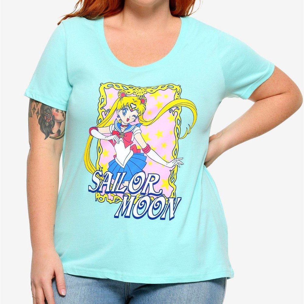 Mint-Green Sailor Moon T-Shirt (Basically New)